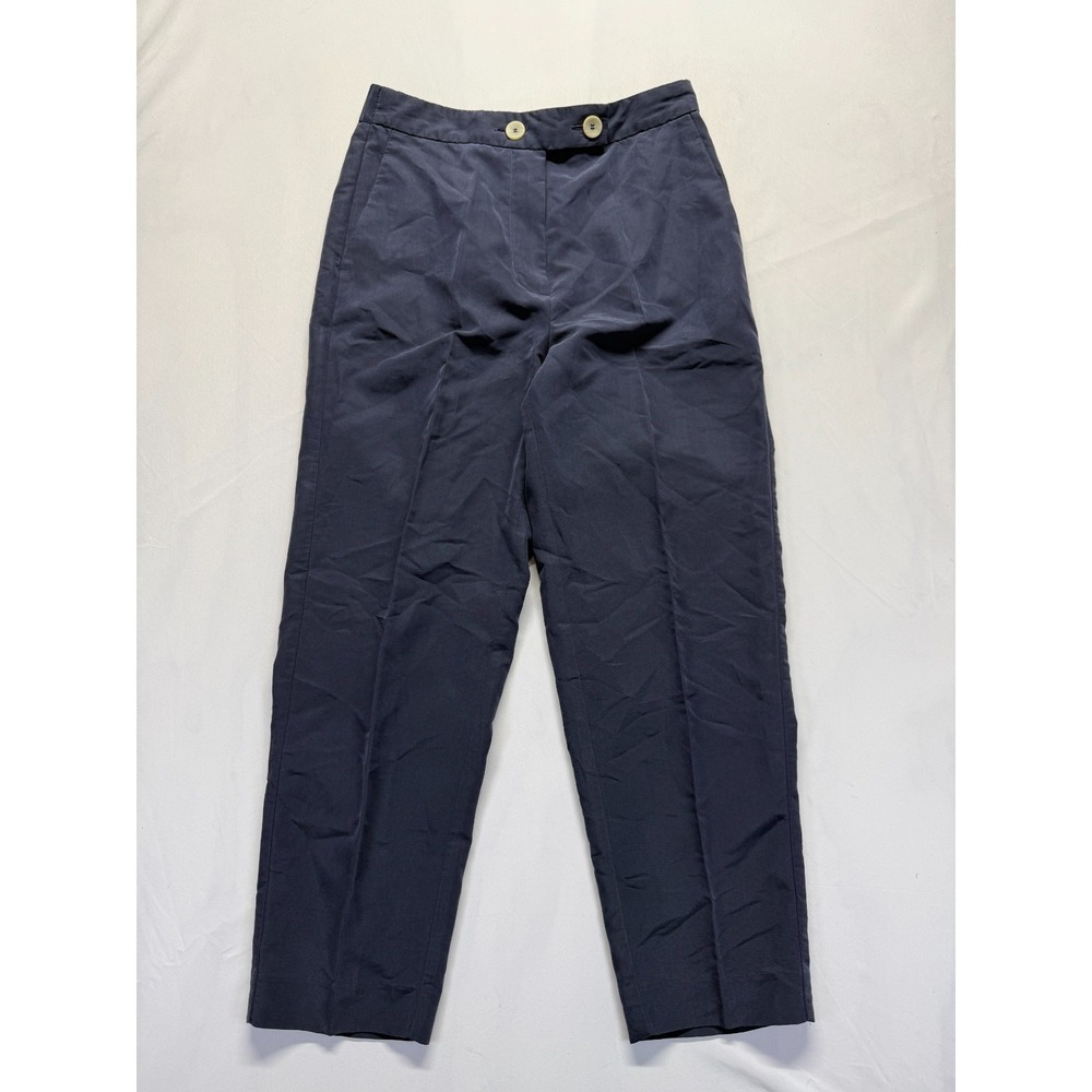 Mango Ankle Pants Womens 28 Navy Blue Straight Leg Flat Front Casual Outdoor